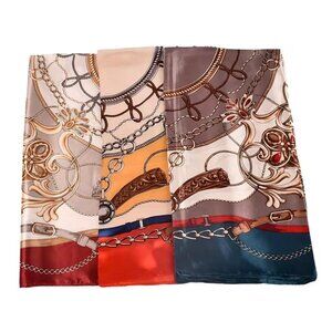 Set of 3 Luxury Satin Silk Scarves (90 × 90 CM)